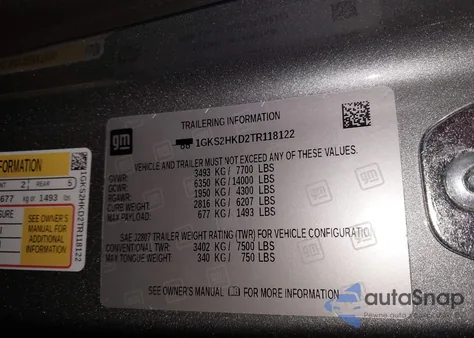 2026 GMC Yukon Xl z USA, uszkodzony, nr VIN 1GKS2HKD2TR118122